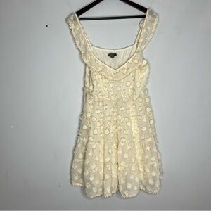 &Merci Size Large Dress Babydoll Cream Ruffle Tiered Flowy Boho